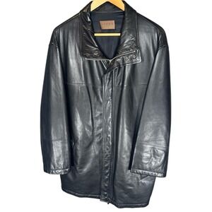 Archive LOEWE Madrid Nappa Lambskin Black Leather Car Coat Size 54 (Large)